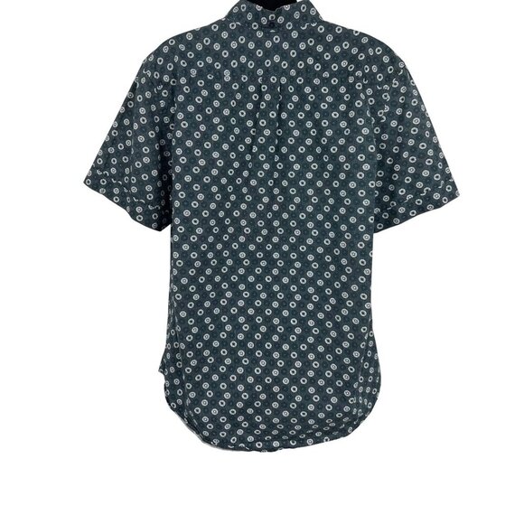 Kennington Mens XL Short Sleeve Button-Up Shirt Blue Geometric Polka Dot EUC - Picture 5 of 8